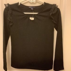 Gap kids / Black Ruffle long sleeves shirt / M (8)